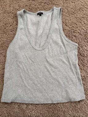Express Light Gray Ribbed Scoop Neck Tank